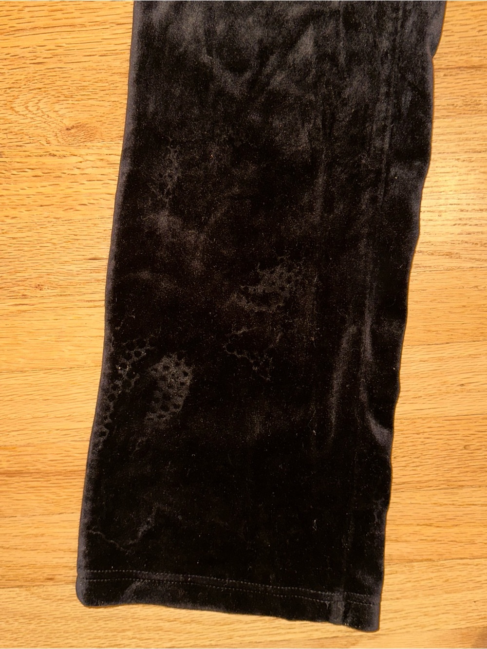 Y2K Distressed Juicy Couture Black Rhinestone Velour Pants - Picture 8 of 10
